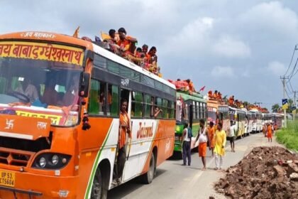 Shravani Mela के पहले दिन दो ट्रक खराब, श्रीकृष्ण सेतु एप्रोच पथ पर 6 किमी लंबा जाम