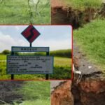 पटना-बेगूसराय बॉर्डर पर बाढ़ के पानी में क्षतिग्रस्त सड़क और खतरे में बिजली पोल