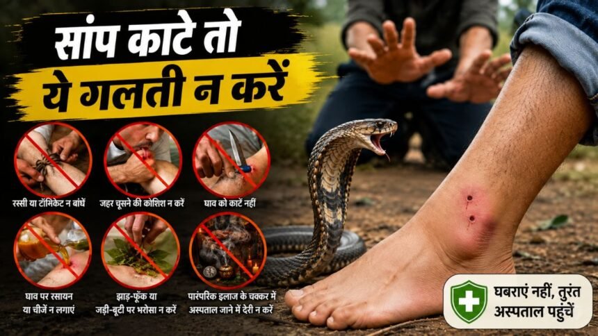सांप काटने के बाद प्राथमिक उपचार और तुरंत अस्पताल पहुंचाने की जानकारी
