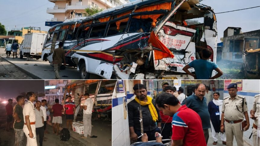 औरंगाबाद जीटी बाइपास पर बस और ट्रक की भीषण टक्कर