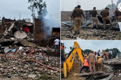 कौशांबी पटाखा फैक्ट्री में भीषण विस्फोट के बाद राहत और बचाव अभियान