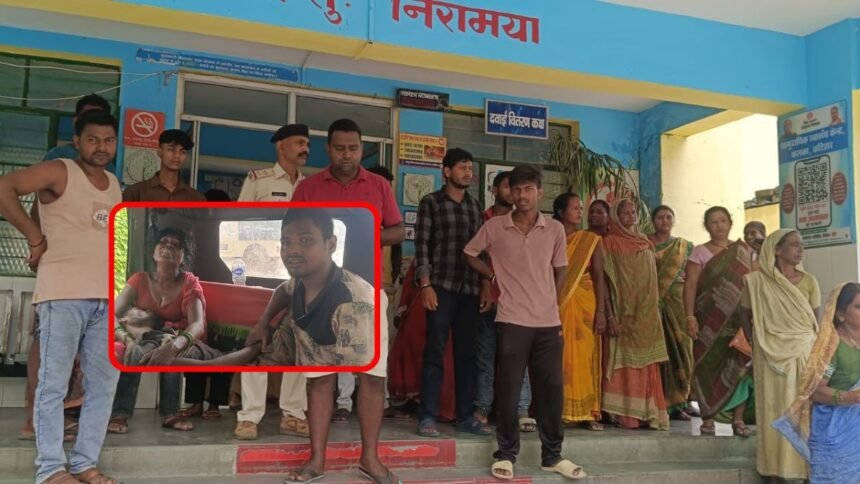 पोठिया बाजार में चाकूबाजी के बाद पुलिस जांच करती हुई