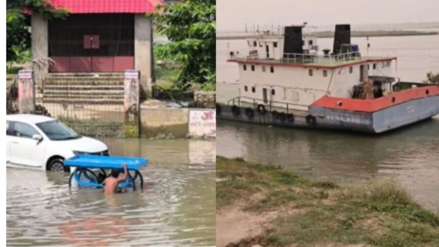 भागलपुर में बढ़ा गंगा का जलस्तर और निचले इलाकों में फैला बाढ़ का पानी