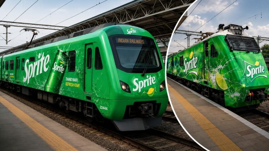 लखनऊ-दिल्ली तेजस एक्सप्रेस की Sprite ब्रांडिंग