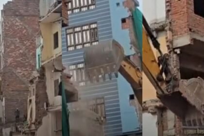 वाराणसी दालमंडी में सड़क चौड़ीकरण के लिए बुलडोजर कार्रवाई