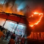 सिंहेश्वरनाथ मंदिर परिसर में पंडाल में लगी आग