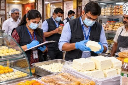 बिहार में खाद्य सुरक्षा विभाग की टीम मिलावटी खाद्य पदार्थों की जांच करते हुए