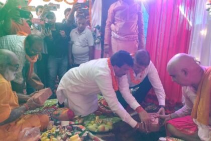 सोहसराय स्थित बुढ़वा गणेश स्थान के पुनर्निर्माण का भूमि-पूजन
