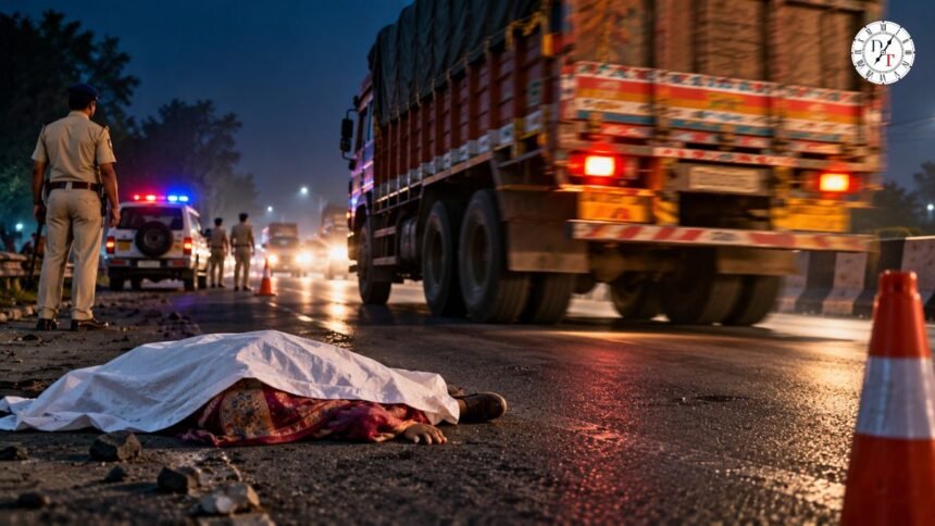 चिरांद मोड़ पर ट्रक की चपेट में आने से महिला की मौत