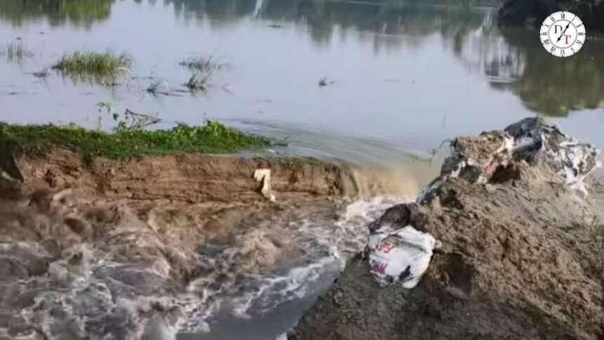 गोपालगंज में सारण तटबंध टूटा