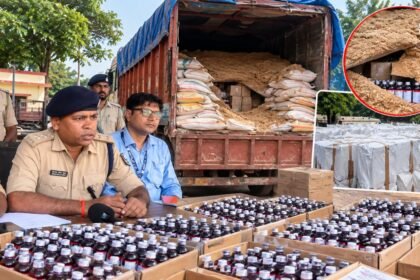 गुठनी में चोकर से भरे ट्रक से कफ सिरप बरामद