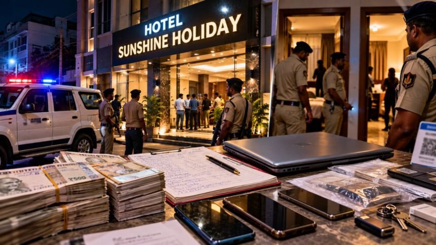 पटना के राजीव नगर स्थित होटल में पुलिस की छापेमारी