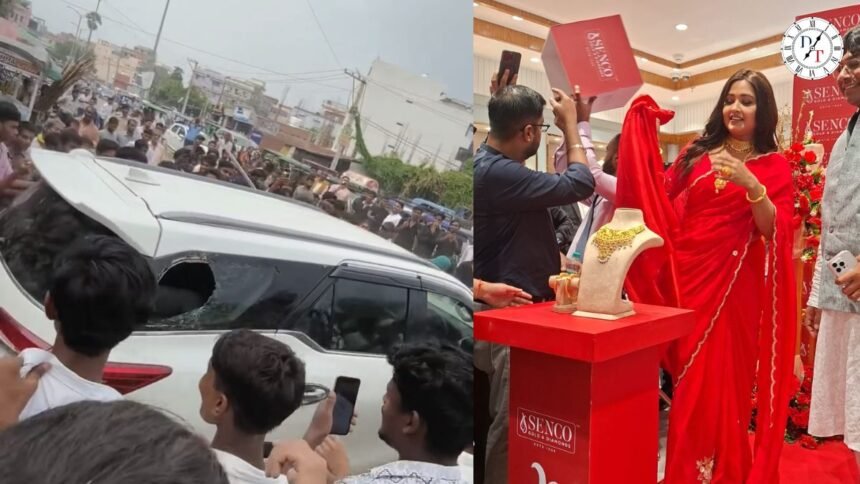 बिहारशरीफ में काजल राघवानी की कार पर पथराव