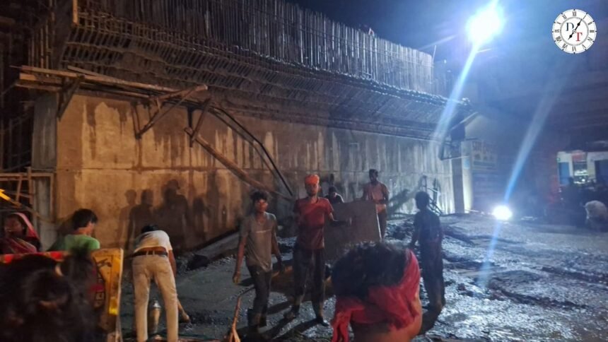 मुजफ्फरपुर NH-27 पर निर्माणाधीन फ्लाईओवर की शटरिंग गिरने की घटना