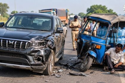 पटना-बक्सर हाइवे पर साइबर डीएसपी की गाड़ी और ऑटो की टक्कर