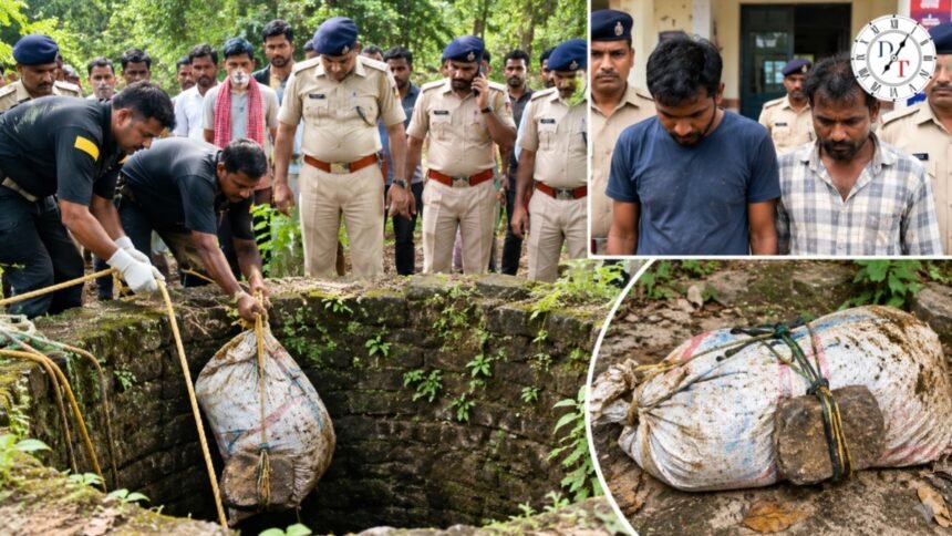रोहतास में कुएं से बोरे में बंद शव बरामद, पति समेत दो गिरफ्तार