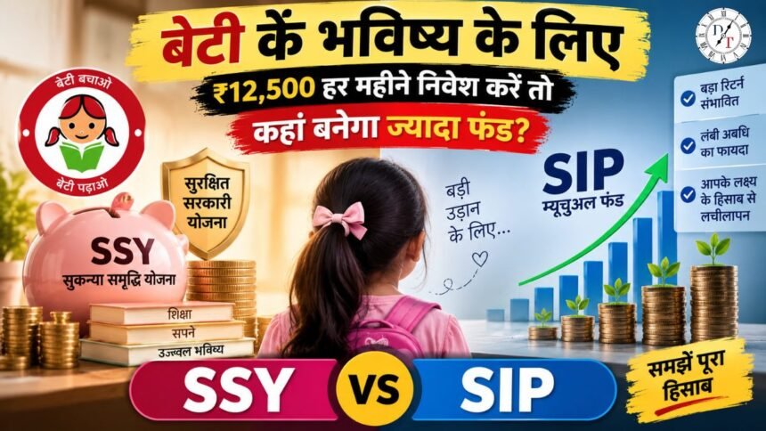 SSY और SIP में बेटी के लिए 12500 रुपये मासिक निवेश की तुलना