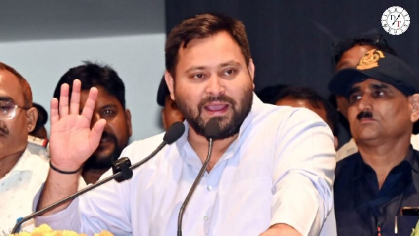 तेजस्वी यादव बिहार में फैक्ट्रियों और औद्योगिक विकास पर सवाल उठाते हुए
