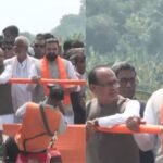 वैशाली के राघोपुर में बाढ़ प्रभावित क्षेत्र का निरीक्षण करते शिवराज सिंह चौहान और सम्राट चौधरी