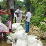 सारण के दिघवारा में माही नदी के क्षतिग्रस्त तटबंध की मरम्मत
