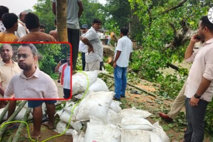 सारण के दिघवारा में माही नदी के क्षतिग्रस्त तटबंध की मरम्मत