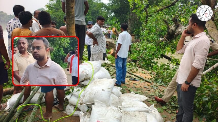 सारण के दिघवारा में माही नदी के क्षतिग्रस्त तटबंध की मरम्मत