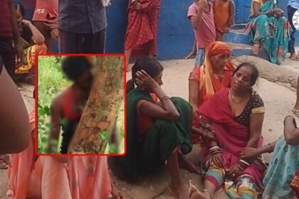 हरनौत में युवक का शव पेड़ से लटका मिलने के बाद जांच करती पुलिस