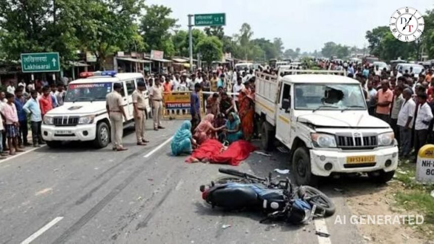 लखीसराय में पिकअप की टक्कर से बाइक सवार की मौत