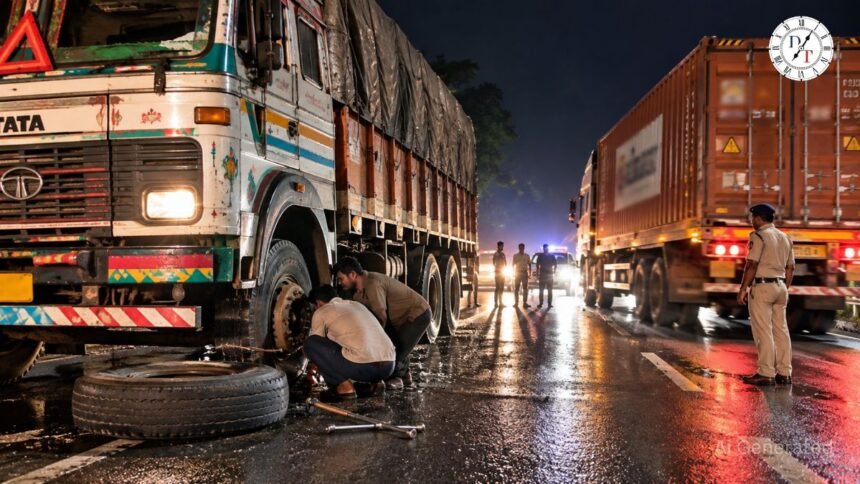 Aurangabad News: जीटी रोड पर टायर देखने उतरे चालक को कंटेनर ने रौंदा
