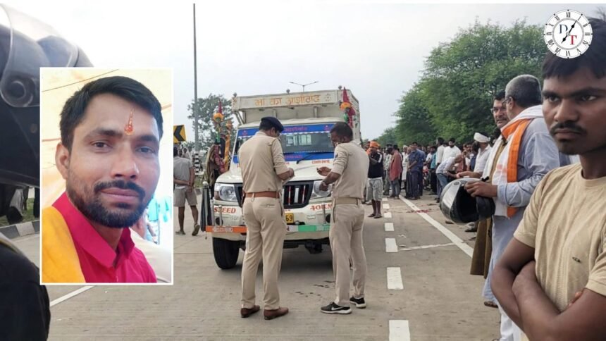 भोजपुर में डंपर की टक्कर से बाइक सवार पति की मौत