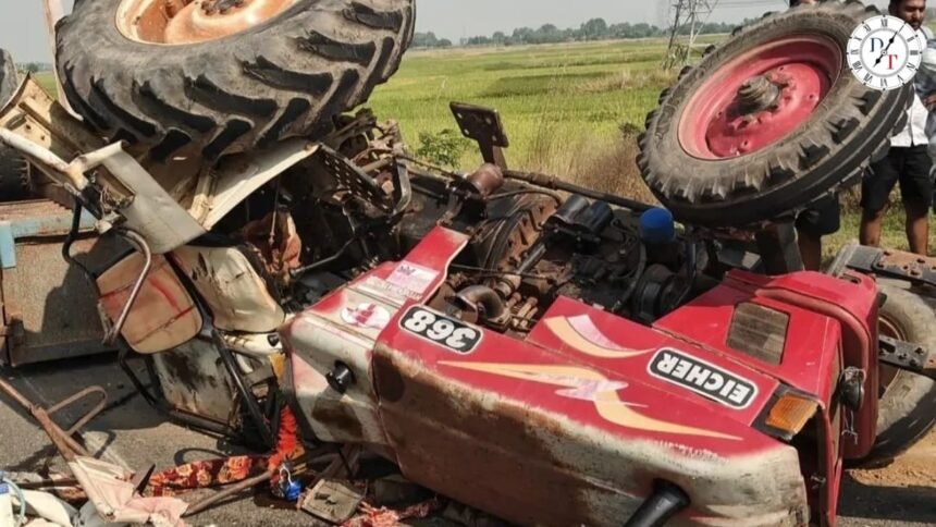 नालंदा में डाक वाहन की टक्कर से ट्रैक्टर पलटा