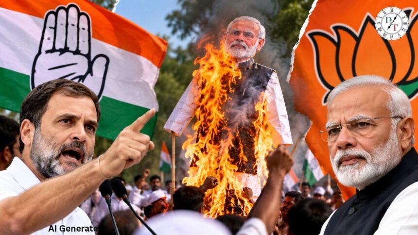 भाजपा के प्रदर्शन के जवाब में कांग्रेस का पलटवार