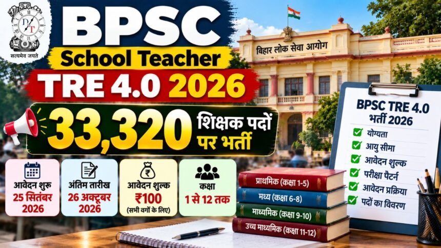 BPSC TRE 4.0 2026 में 33,320 शिक्षक पदों पर भर्ती