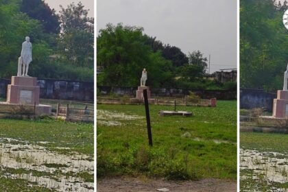 Gaya Gandhi Statue: गांधी जयंती पर जलजमाव के बीच खड़ी रही बापू की प्रतिमा