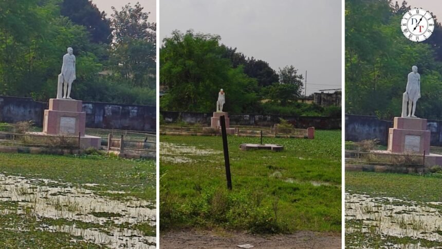 Gaya Gandhi Statue: गांधी जयंती पर जलजमाव के बीच खड़ी रही बापू की प्रतिमा