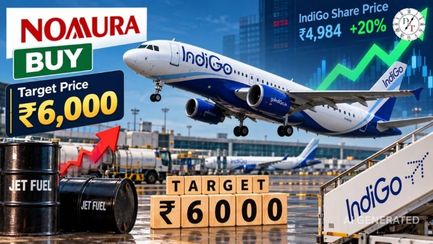 IndiGo Share Price पर Nomura का ₹6,000 target और fuel shock