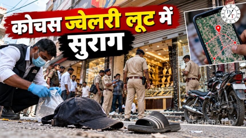 कोचस ज्वेलरी लूट: चप्पल-टोपी और मोबाइल लोकेशन से सुराग