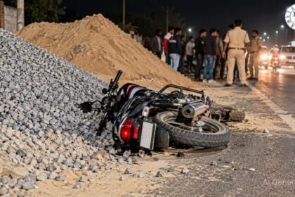 लालगंज में सड़क किनारे गिट्टी-बालू बनी मौत की वजह