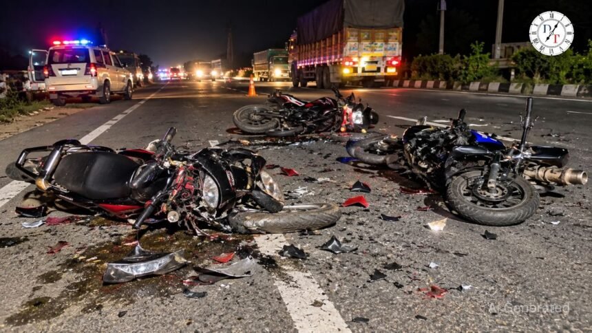 Madhepura Road Accident में NH-106 पर तीन बाइकों की टक्कर