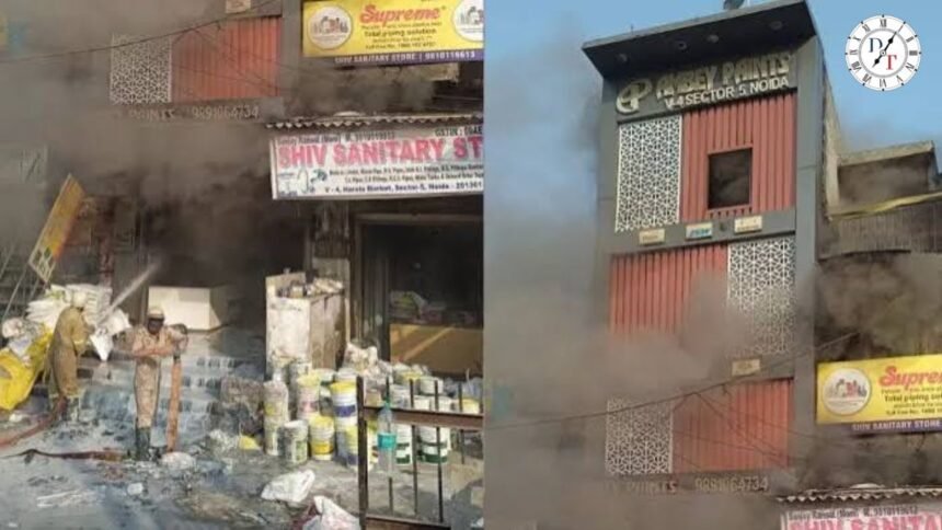नोएडा सेक्टर-125 में भीषण आग, 1 की मौत; कई दुकानें चपेट में