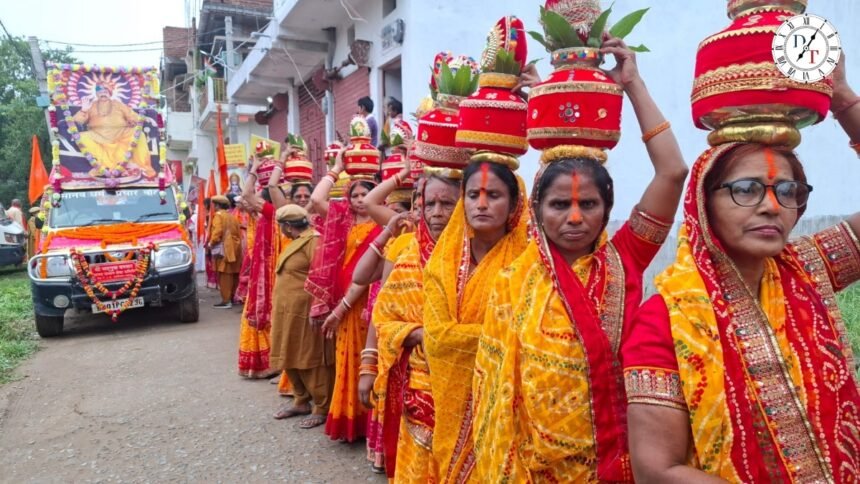 परसा में भागवत सत्संग ज्ञान यज्ञ, भव्य कलश यात्रा