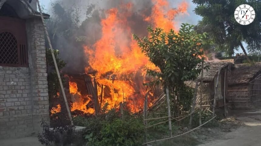 वैशाली के राममठ में आग, शॉर्ट सर्किट से तीन घर जले